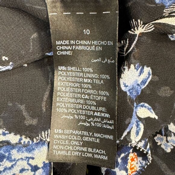 WHBM Ruffle Blouse V-Neck Bell Sleeves Sheer Flowy Romantic Boho Chic Sz 10 - Picture 10 of 10